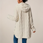 Women's Long Cardigan Hooded Textured Knit Casual Layering Spring Fit 3
