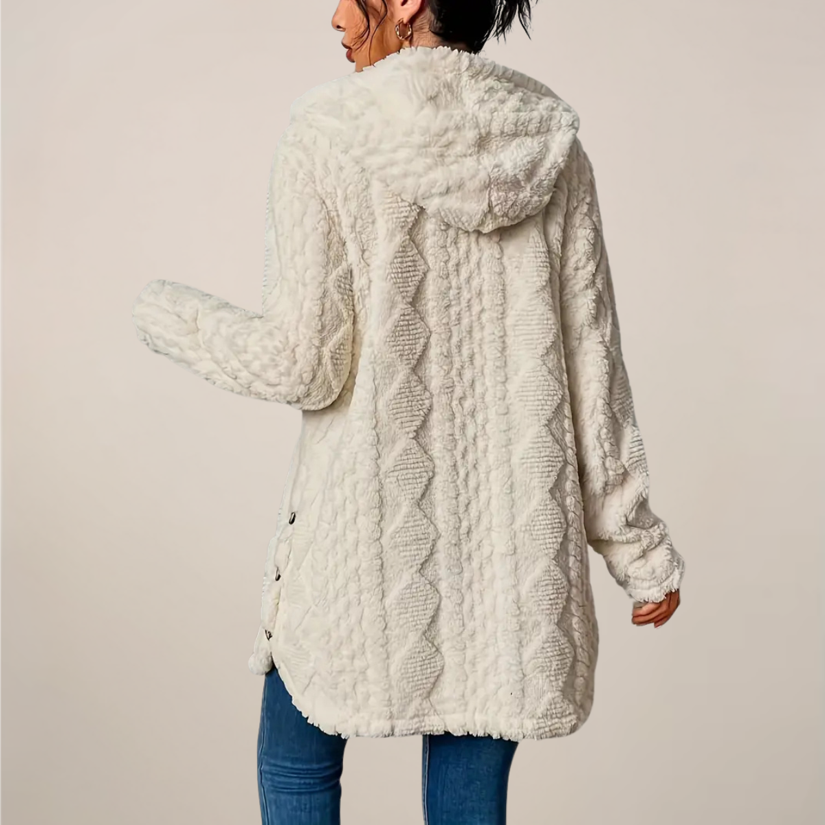 Women's Long Cardigan Hooded Textured Knit Casual Layering Spring Fit 3