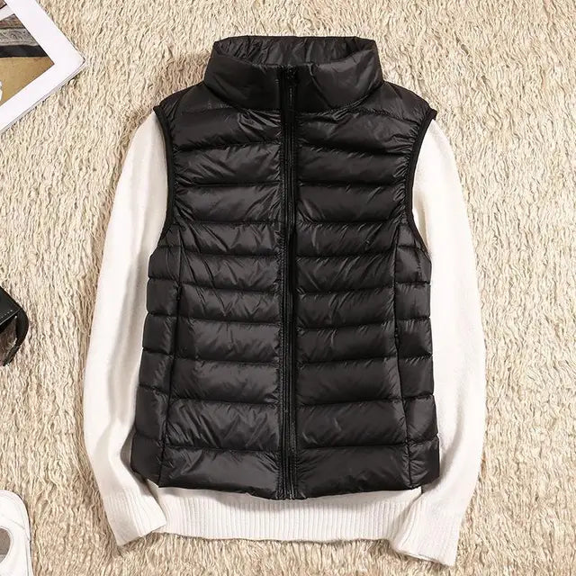 Women's Puffer Vest Lightweight Zip Front Quilted Casual Layering Slim Fit 0